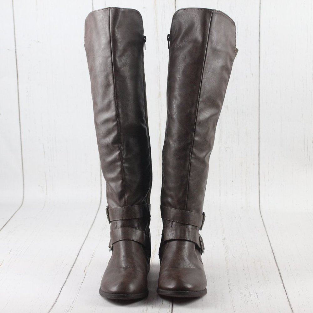 Charlotte Russe Size 8 Contrast Over the Knee Block Heel Boot